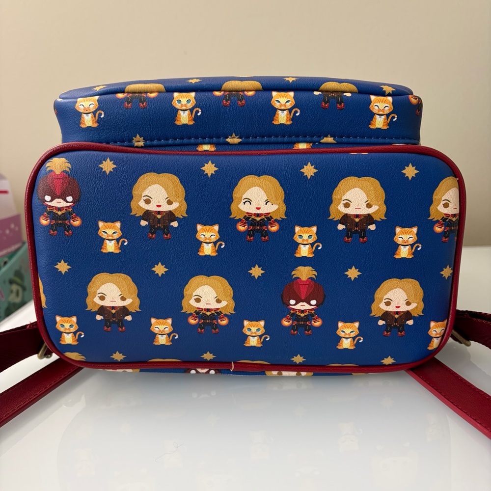 EUC Loungefly Marvel Captain Marvel Mini Backpack Chibi Goose Cat Flerken - Picture 7 of 11